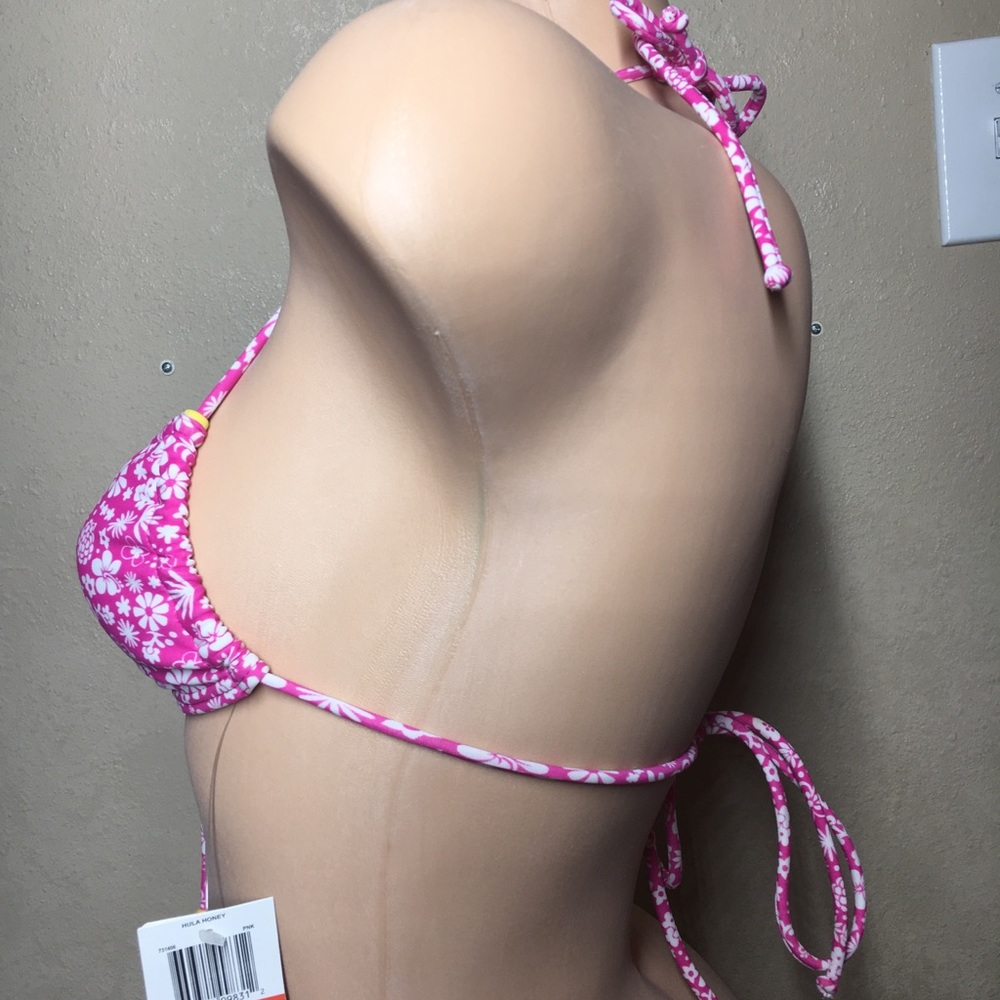 XS Hula Honey Keyhole Pink Floral Bikini Top - Picture 3 of 4